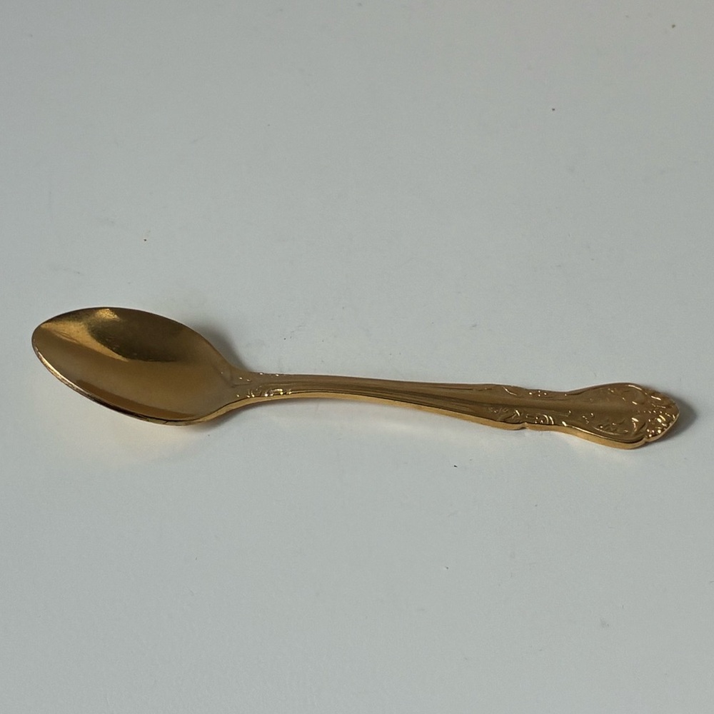 Vintage Collectible ADCRAFT Stainless steel Gold tone Mini Spoon approx 4.75"